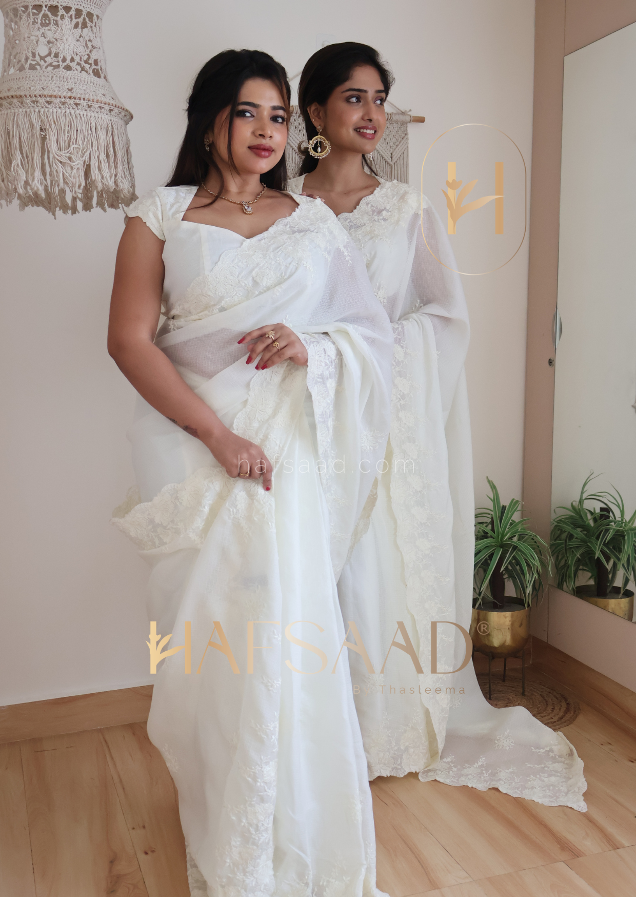 Celestia- Embroidered saree (Off white)