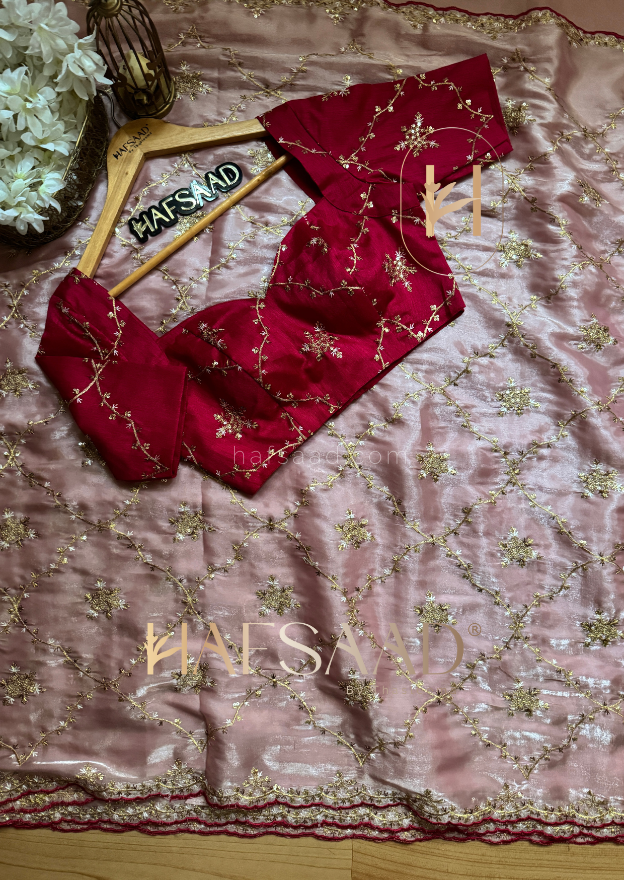 Gulabi- Satin organza saree(Pink)