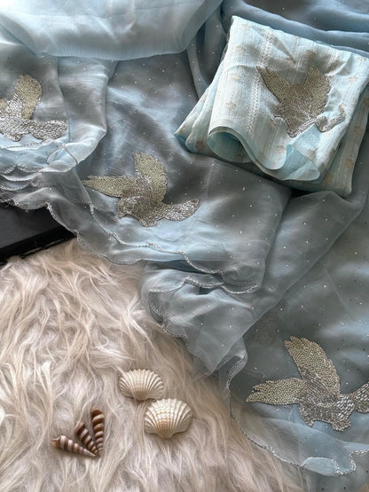 Panchi Safed Saree