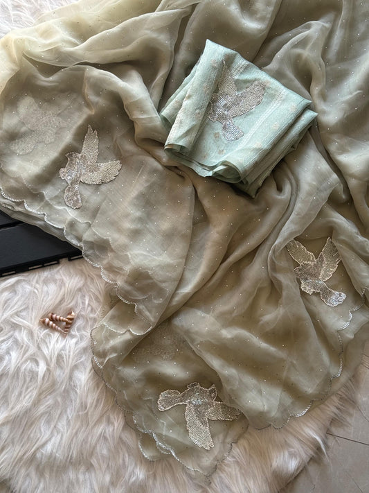 Panchi Safed Saree