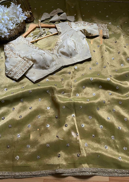Sequinned Henna Saree