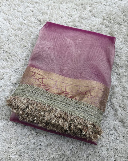 Jaanvi Pink Banarasi Saree