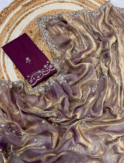 Manjari Tissue Silk Purple Saree