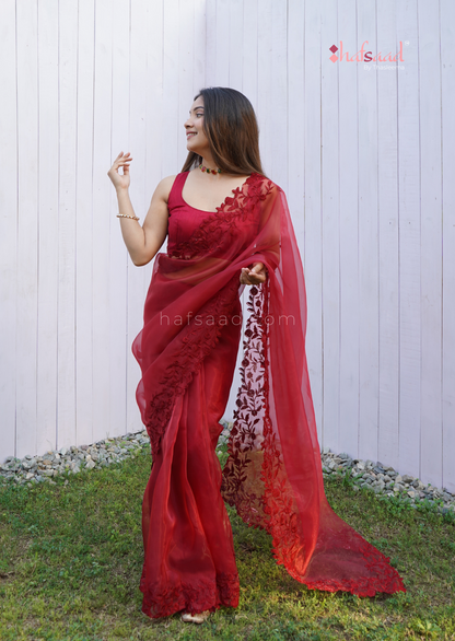 Roop- Organza saree (Maroon)