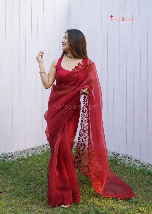 Roop- Organza saree (Maroon)