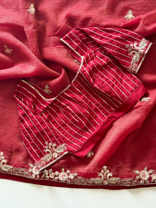 Naveli Red Saree