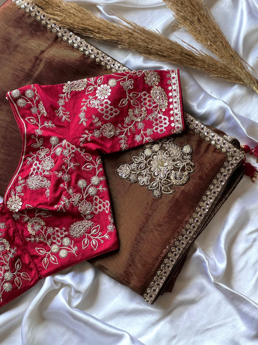Cosmuc Copper Saree