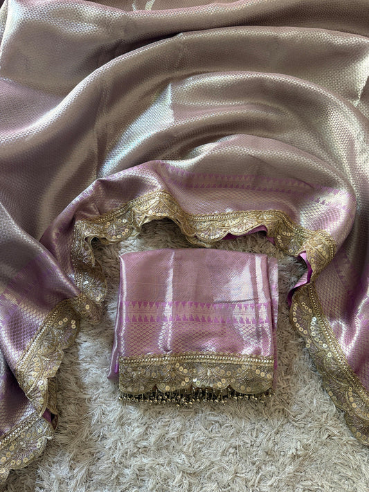 Dil Lavender Banarasi Silk Saree