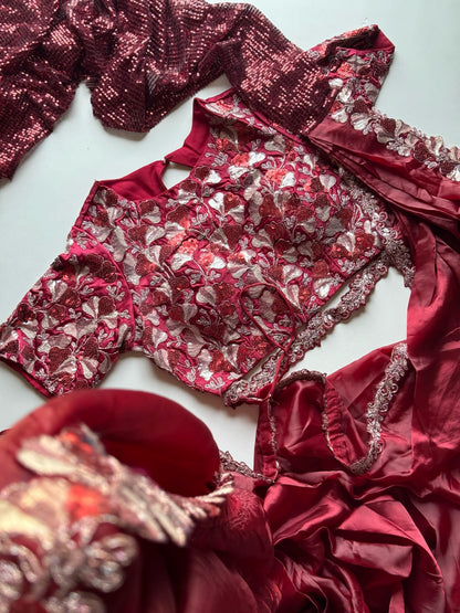 Surkh Laal Embellised Saree (Pre-Draped)