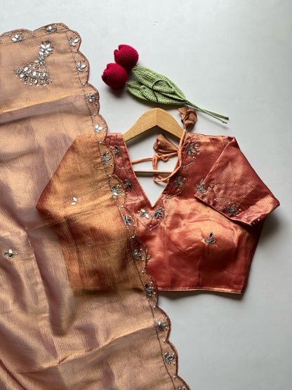 The Regalia Rust Orange Saree