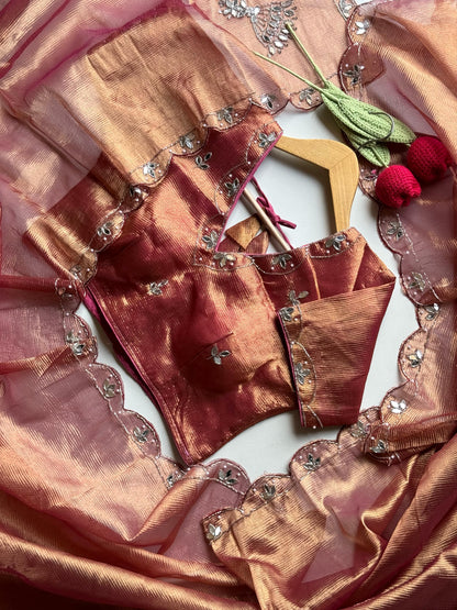 The Regalia Rust Orange Saree