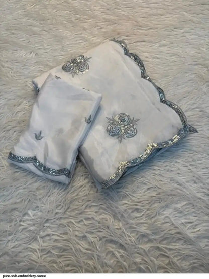 PURE SOFT EMBROIDERY SAREE