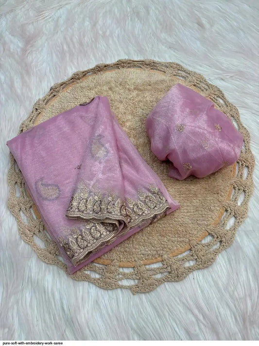 PURE SOFT WITH EMBROIDERY WORK SAREE