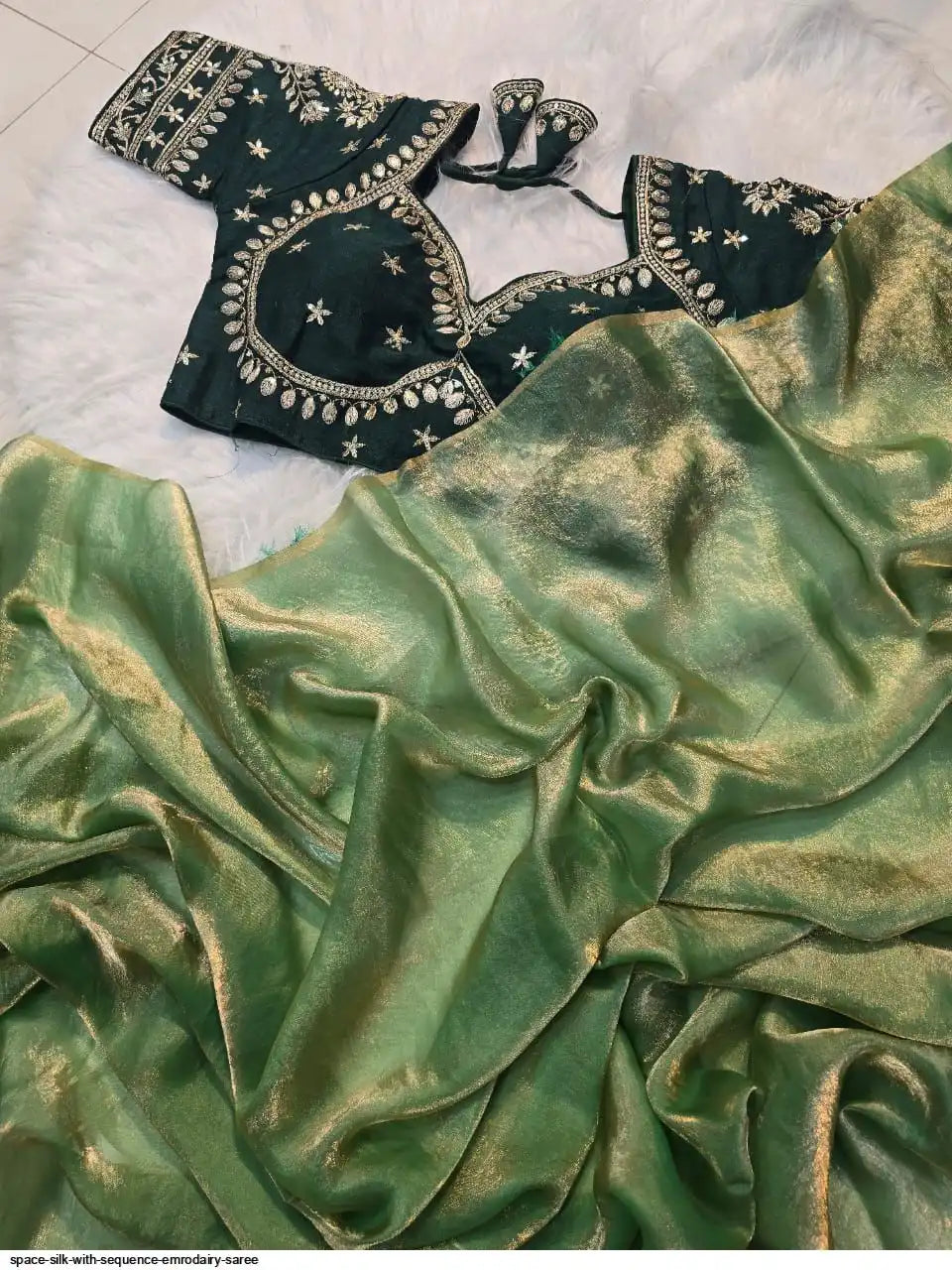 SPACE SILK WITH SEQUENCE EMRODAIRY SAREE